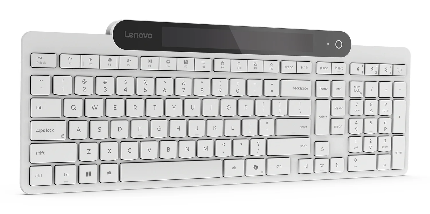 Teclado Bluetooth Lenovo 800 auto-carregável energia solar tamanho completo layout PT - Branco - Imagem 7