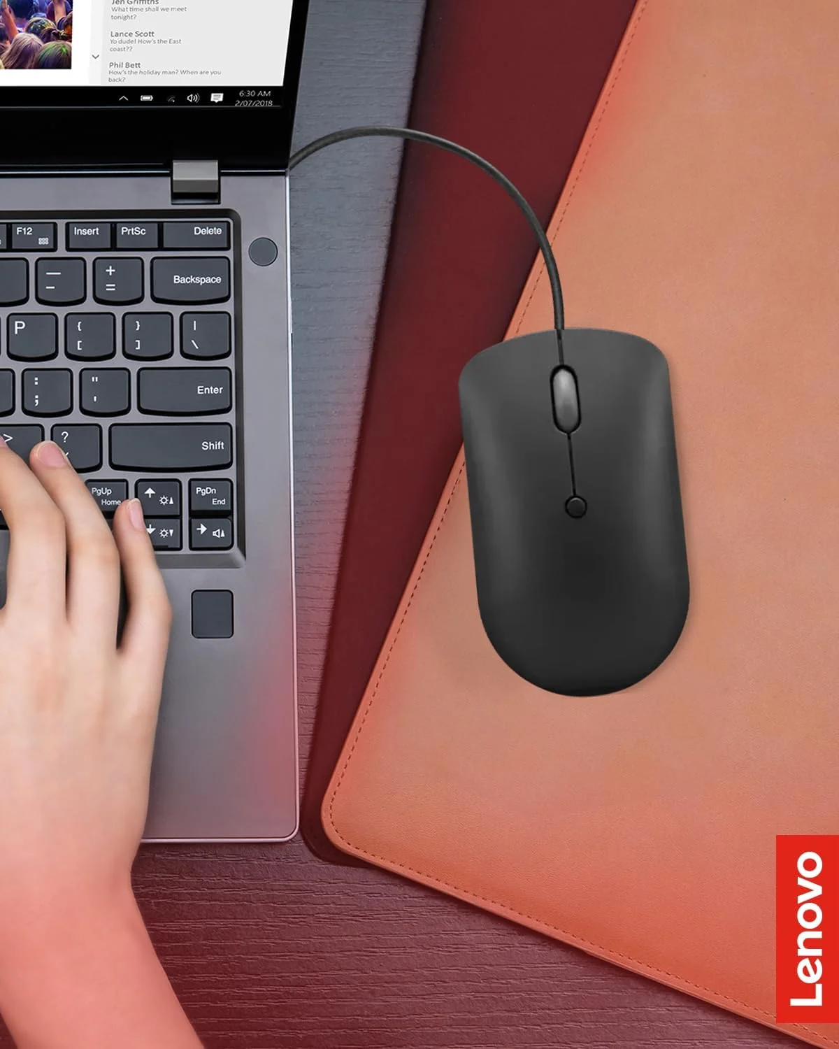 Rato com Fios Lenovo 400 USB-C Compact 2400 DPI 4 Botões Preto - Imagem 2