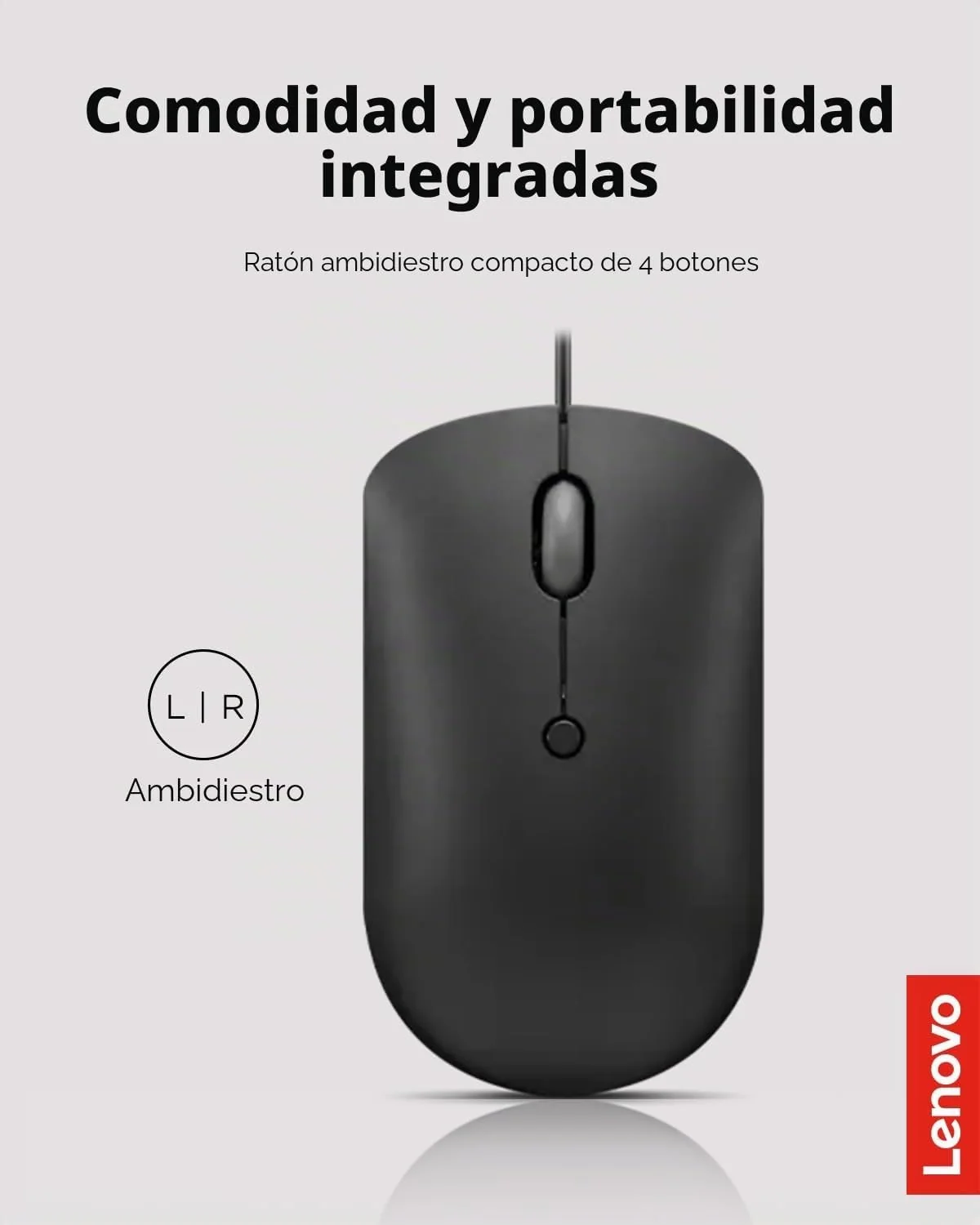 Rato com Fios Lenovo 400 USB-C Compact 2400 DPI 4 Botões Preto - Imagem 5