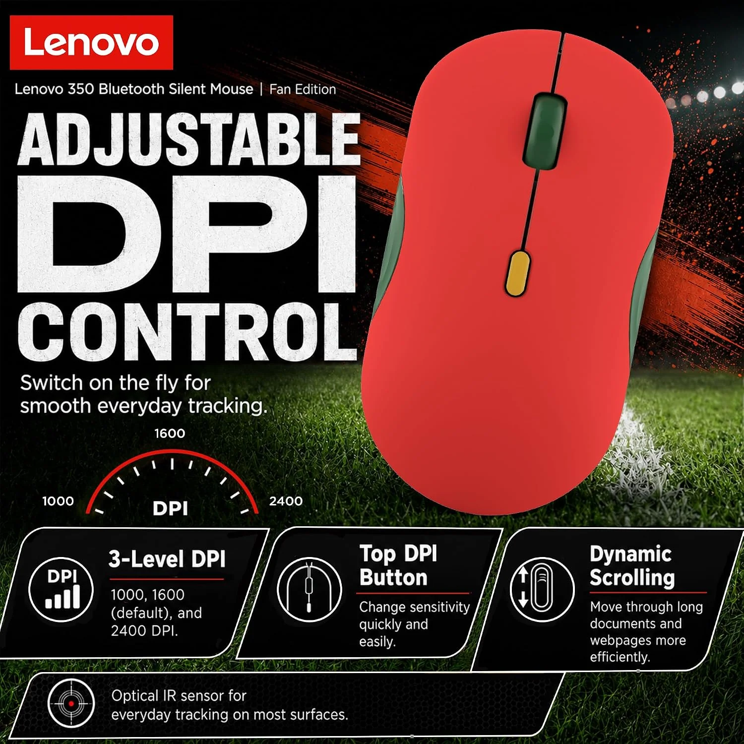 Rato Sem Fios Lenovo 350 Bluetooth Silent Fan Edition Portugal - Imagem 3