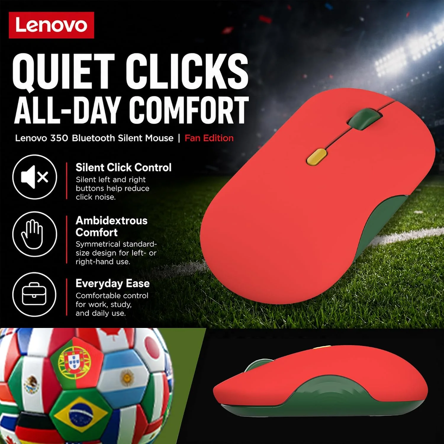Rato Sem Fios Lenovo 350 Bluetooth Silent Fan Edition Portugal - Imagem 5