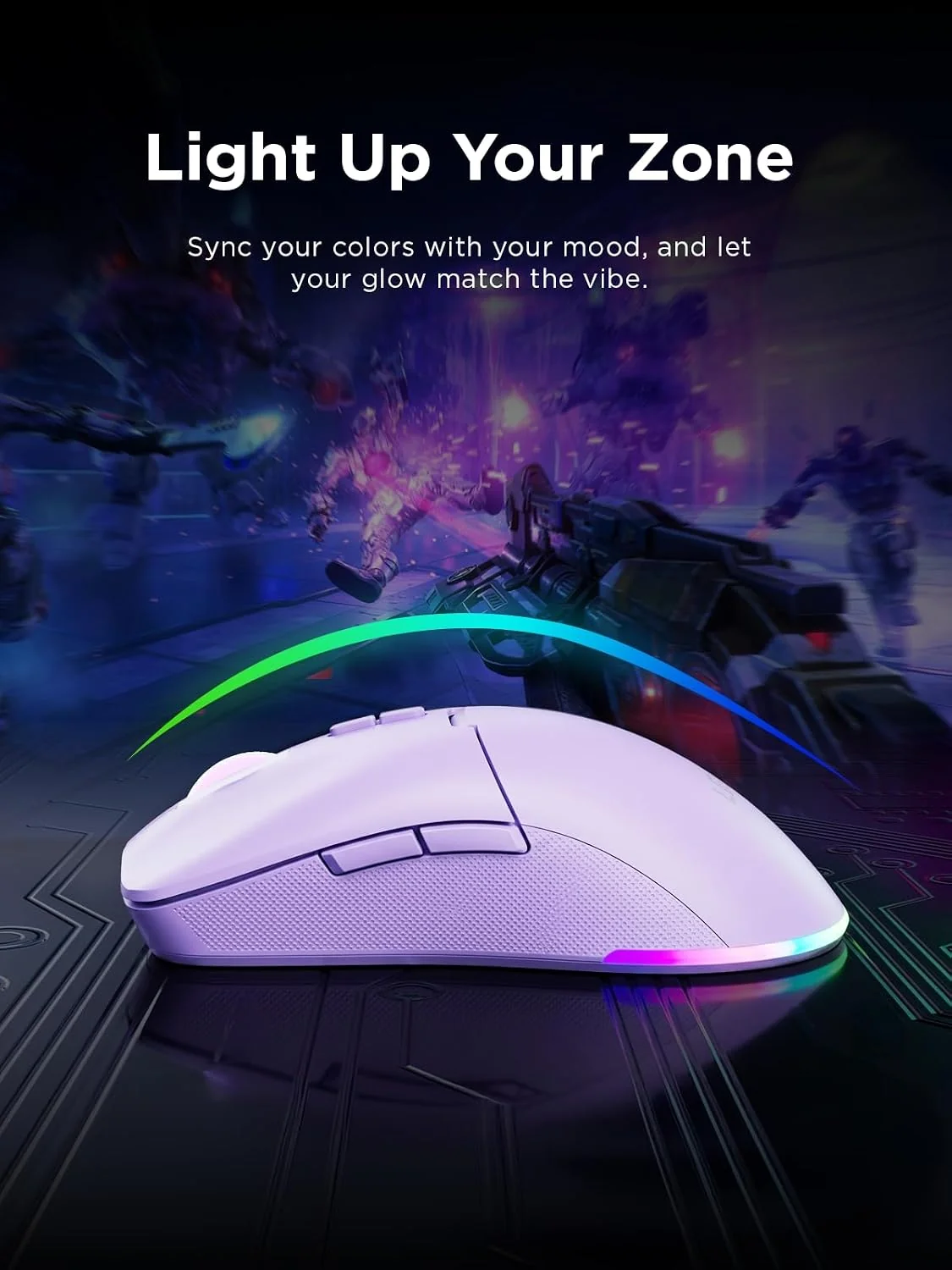 Rato Gaming Sem Fios Lenovo Legion M220 RGB Roxo Aurora - Imagem 4