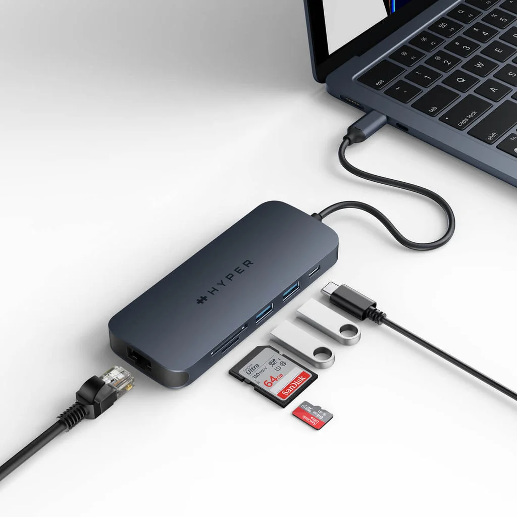 Hub USB-C Targus HyperDrive EcoSmart Gen.2 8-em-1 HDMI 4K Ethernet Gigabit SD 140W PD3.1 Universal - Imagem 2