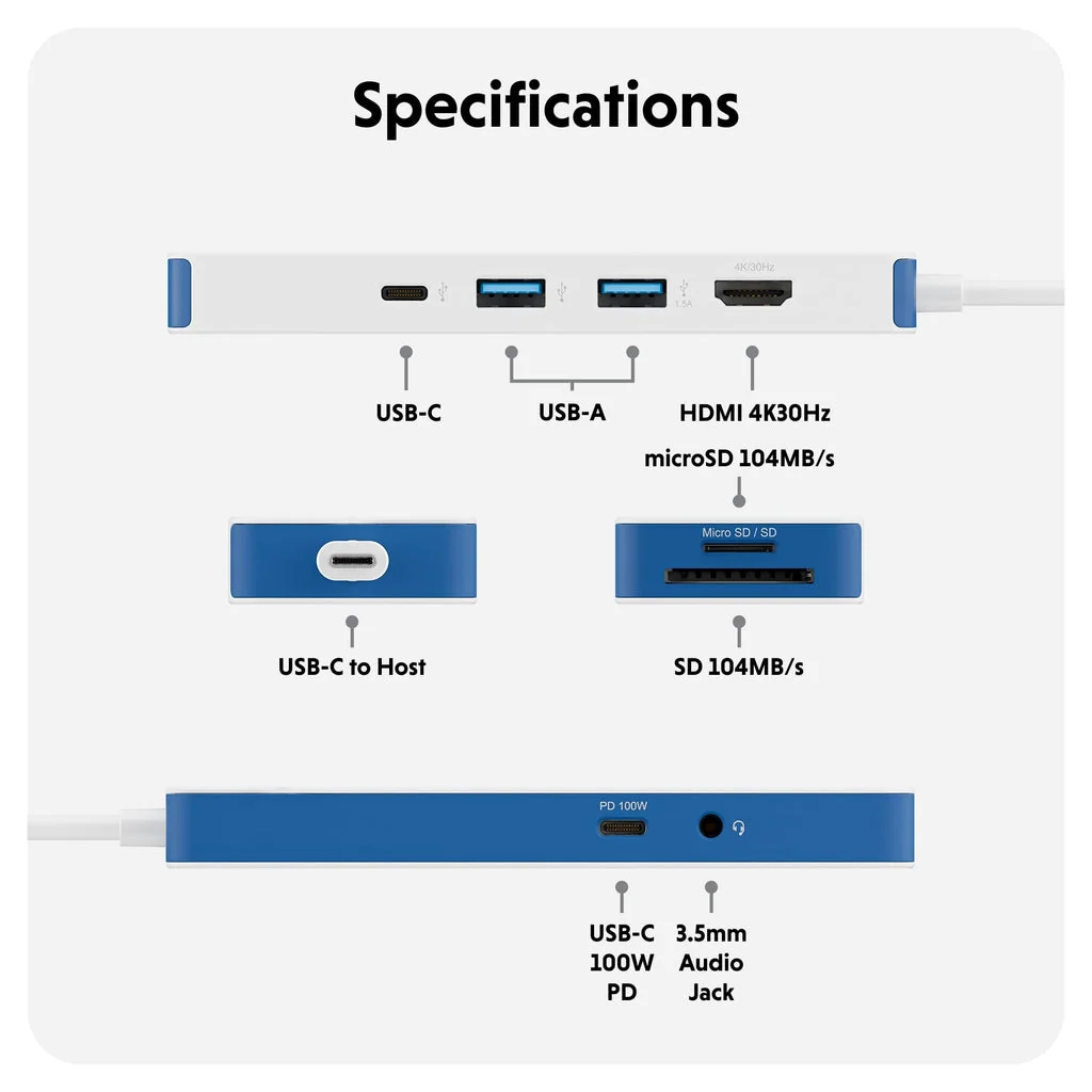 Dock USB-C 8 Portas Targus HyperDrive Flex HD4102BUGL Azul - Imagem 7