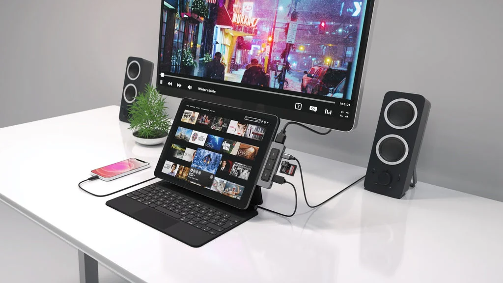 Hub USB-C Targus HyperDrive Media 6-em-1 para iPad Pro/Air Prateado - Imagem 3