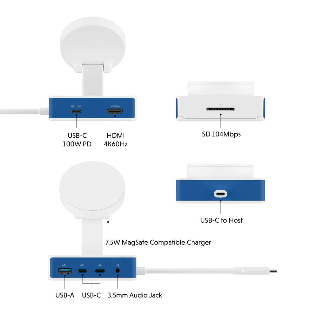 Hub USB-C Targus HyperDrive Flex MagCharge 7-em-1 HDMI 4K 60Hz 3x USB-A 2x USB-C 100W PD - Imagem 8
