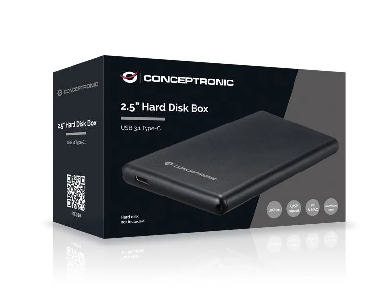 Caixa Externa Disco 2.5" Conceptronic HDE02B USB-C 3.1 SATA Preta - Imagem 3
