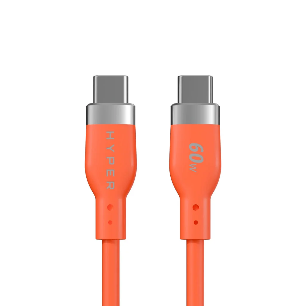 Cabo de Carregamento Targus HyperJuice Flex USB-C para USB-C 60W 1.5m Silicone Laranja
