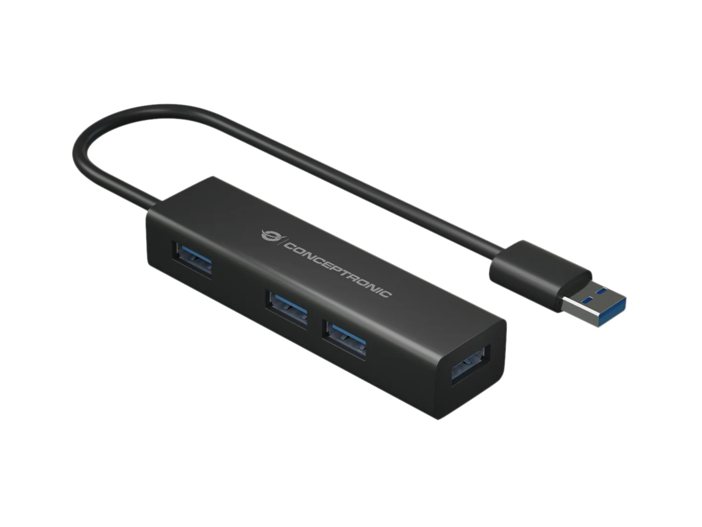 Hub USB 3.0 de 4 portas com adaptador OTG USB-C Conceptronic HUBBIES06B preto - Imagem 3