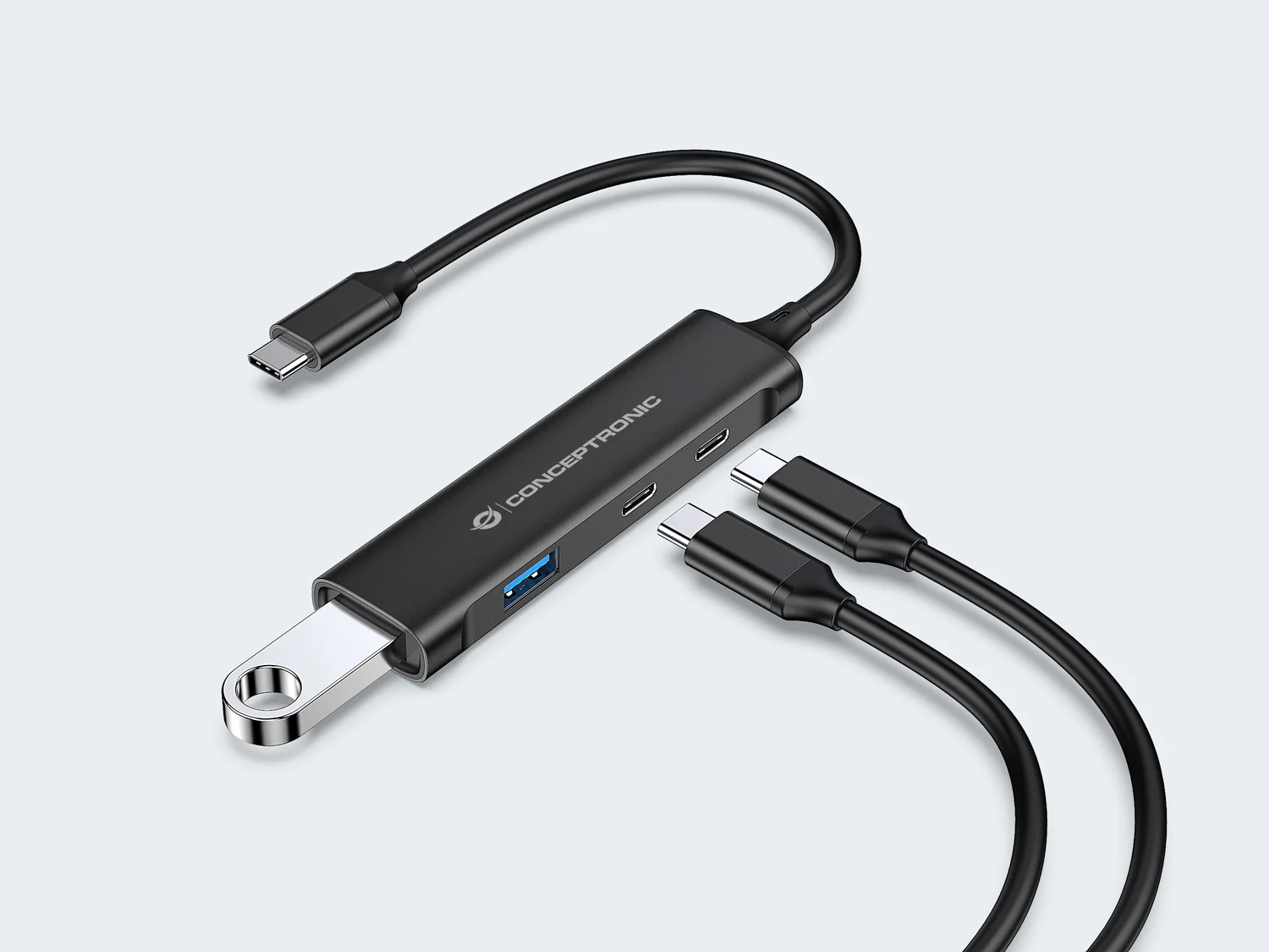 Hub USB-C 4 Portas Conceptronic HUBBIES12B 2x USB-C + 2x USB-A 5 Gbps Alumínio Preto - Imagem 5
