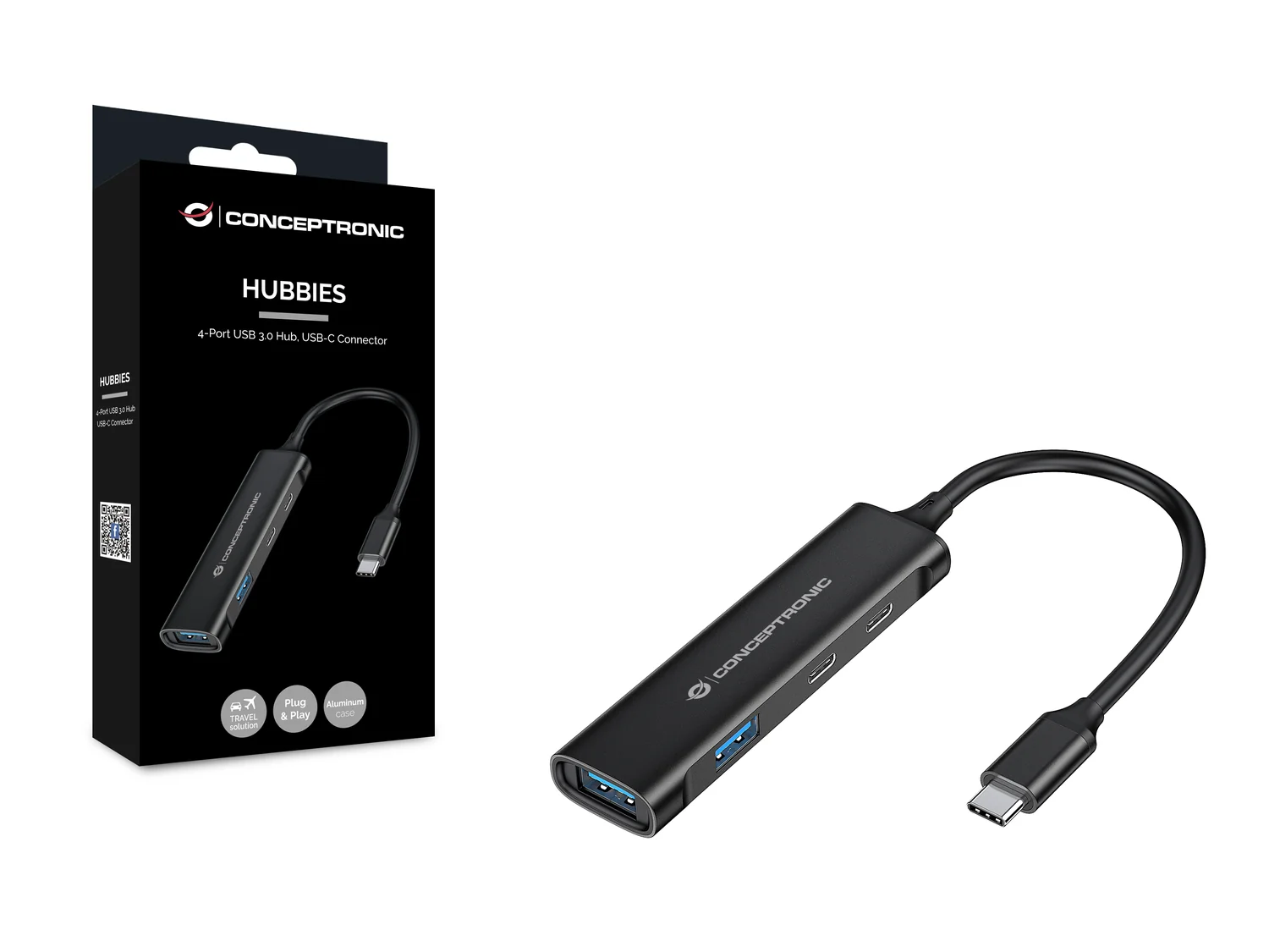 Hub USB-C 4 Portas Conceptronic HUBBIES12B 2x USB-C + 2x USB-A 5 Gbps Alumínio Preto - Imagem 6