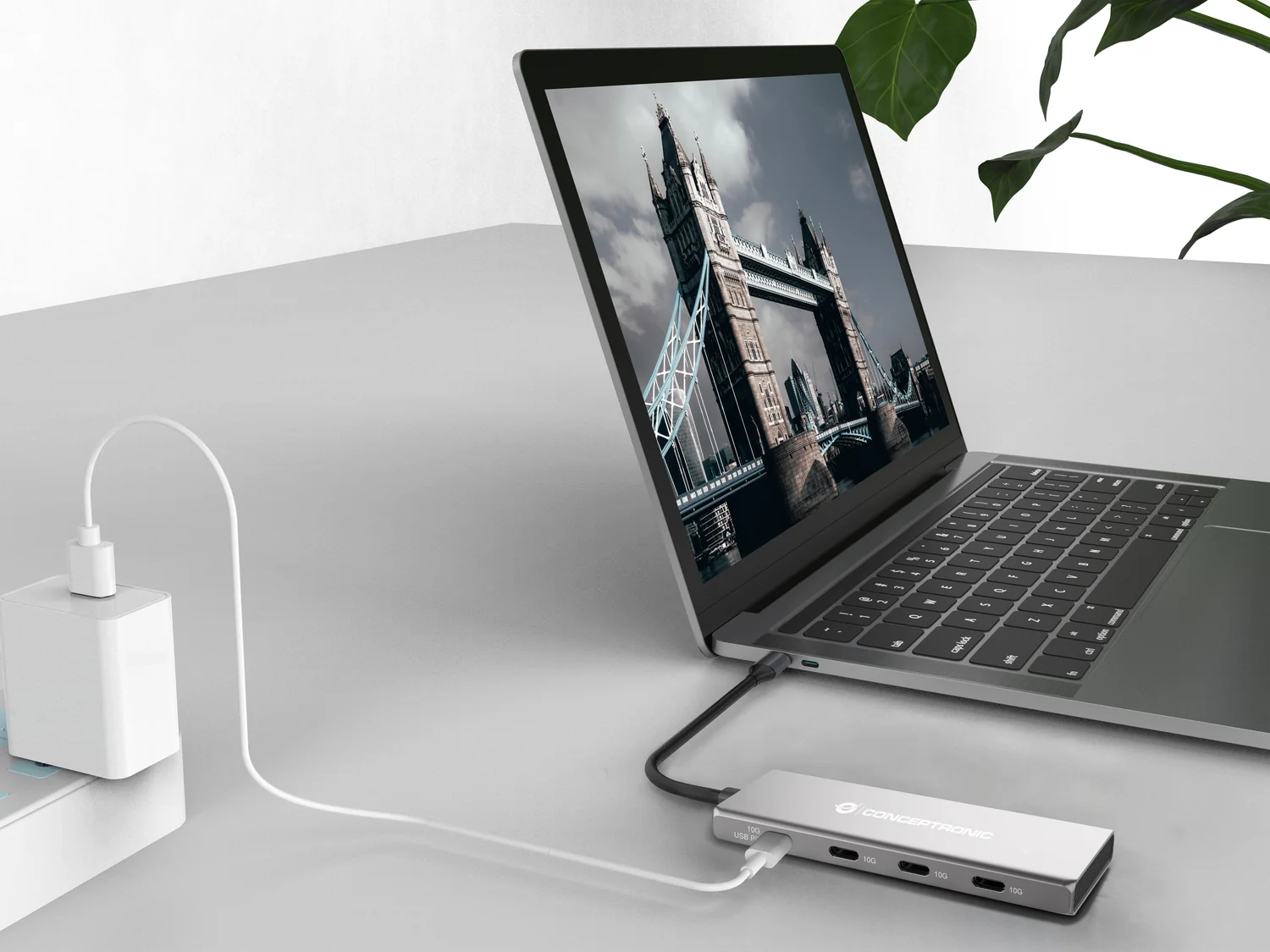 Hub USB-C Conceptronic HUBBIES16G de 4 Portas USB 3.2 Gen 2 10Gbps com 100W PD - Imagem 2