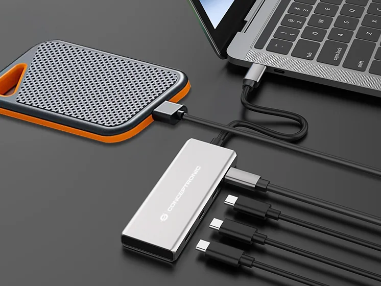 Hub USB-C Conceptronic HUBBIES16G de 4 Portas USB 3.2 Gen 2 10Gbps com 100W PD - Imagem 3