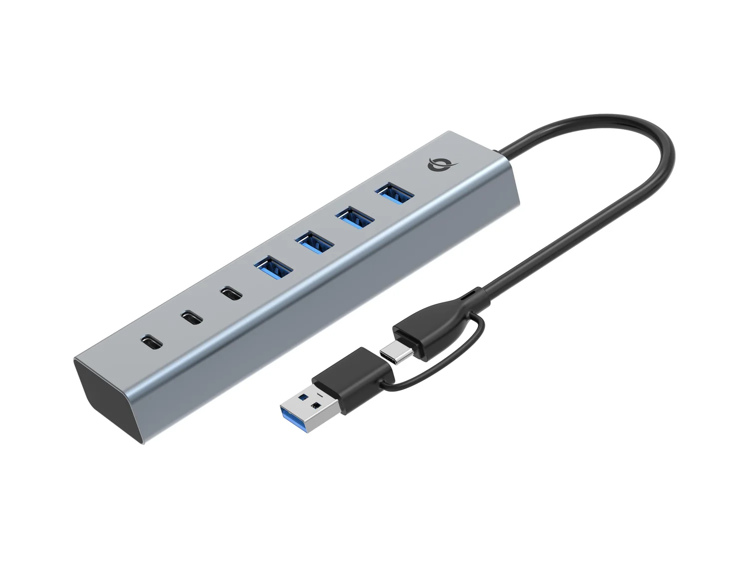 Hub USB 3.0 Conceptronic HUBBIES20G com 7 Portas (4 USB-A + 3 USB-C) em Alumínio