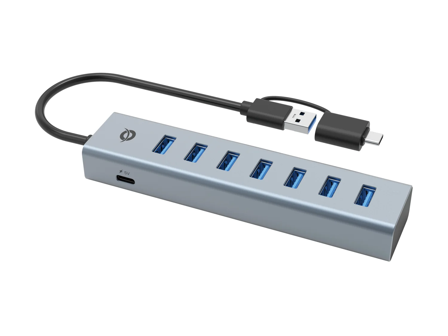 Hub USB Conceptronic HUBBIES21G de 7 Portas USB 3.0 5Gbps em Alumínio Cinzento - Imagem 2