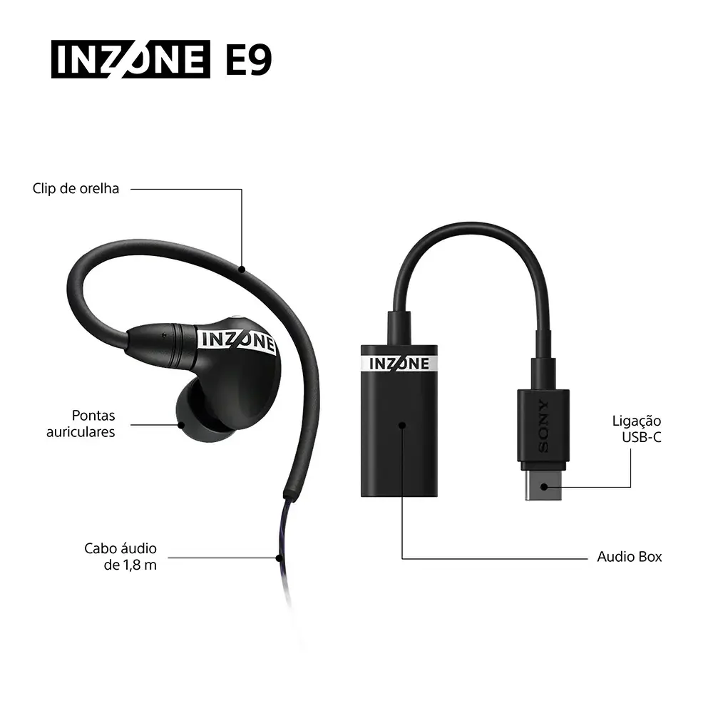 Auriculares gaming Sony INZONE E9 IER-G900 in-ear com fios preto - Imagem 7