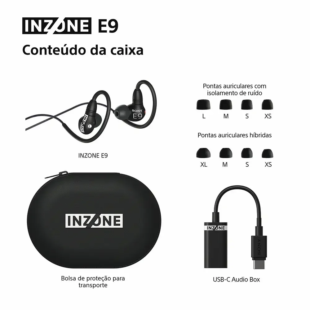 Auriculares gaming Sony INZONE E9 IER-G900 in-ear com fios preto - Imagem 8