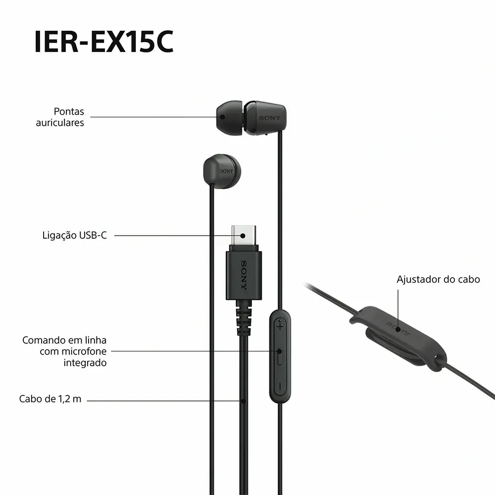 Auriculares com Fio Sony IER-EX15C USB-C Intra-auriculares Pretos - Imagem 8