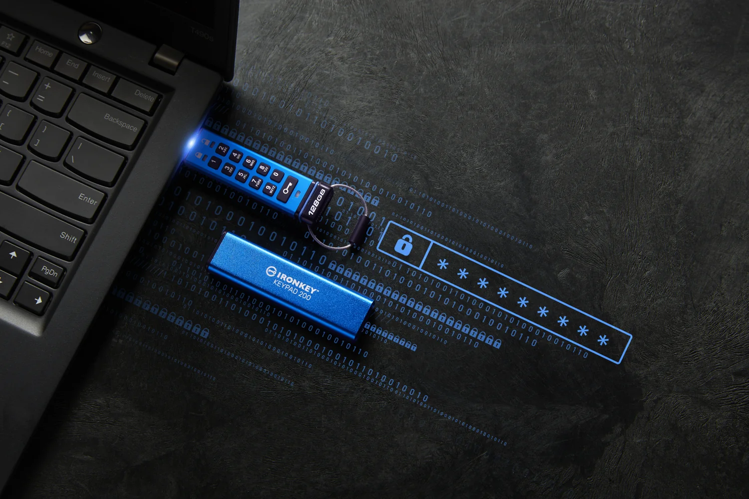 Pen USB Encriptada Kingston IronKey Keypad 200 128GB USB 3.2 Gen 1 FIPS 140-3 AES-256 Azul - Imagem 6