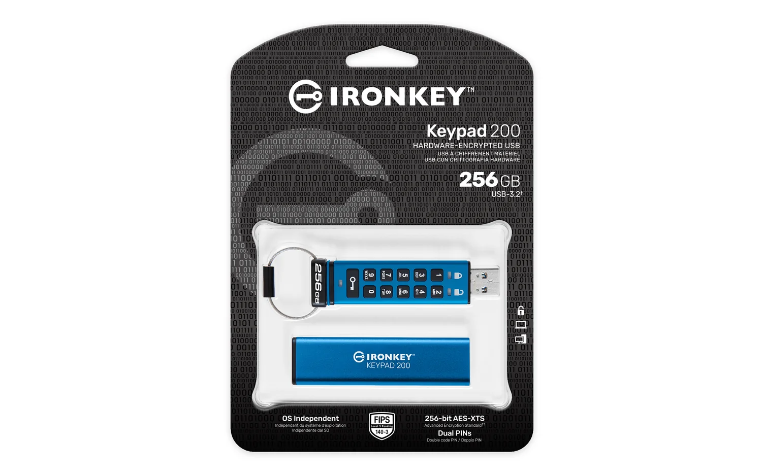Pen USB Segura Kingston IronKey Keypad 200 256GB USB-A AES-256 FIPS 140-3 Teclado Alta Capacidade - Imagem 3