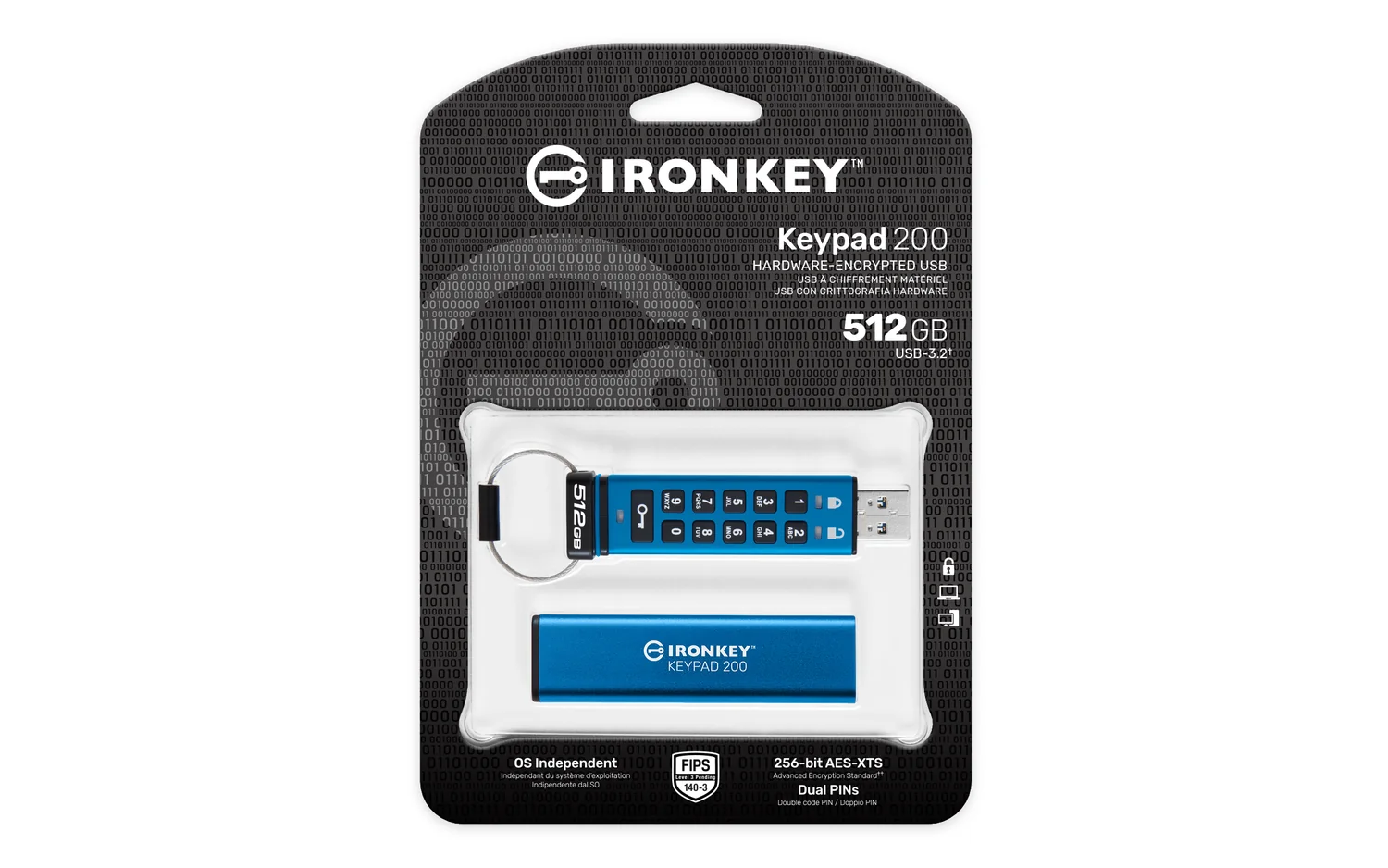 Pen USB Kingston IronKey Keypad 200 512GB USB-A AES-256 FIPS 140-3 Nivel 3 - Imagem 3