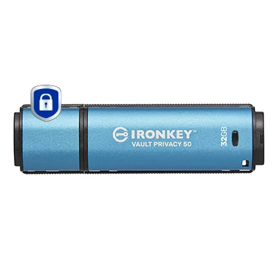 Pen USB 32GB Kingston IronKey Vault Privacy 50 AES-256 Encriptada FIPS 197 - Imagem 1