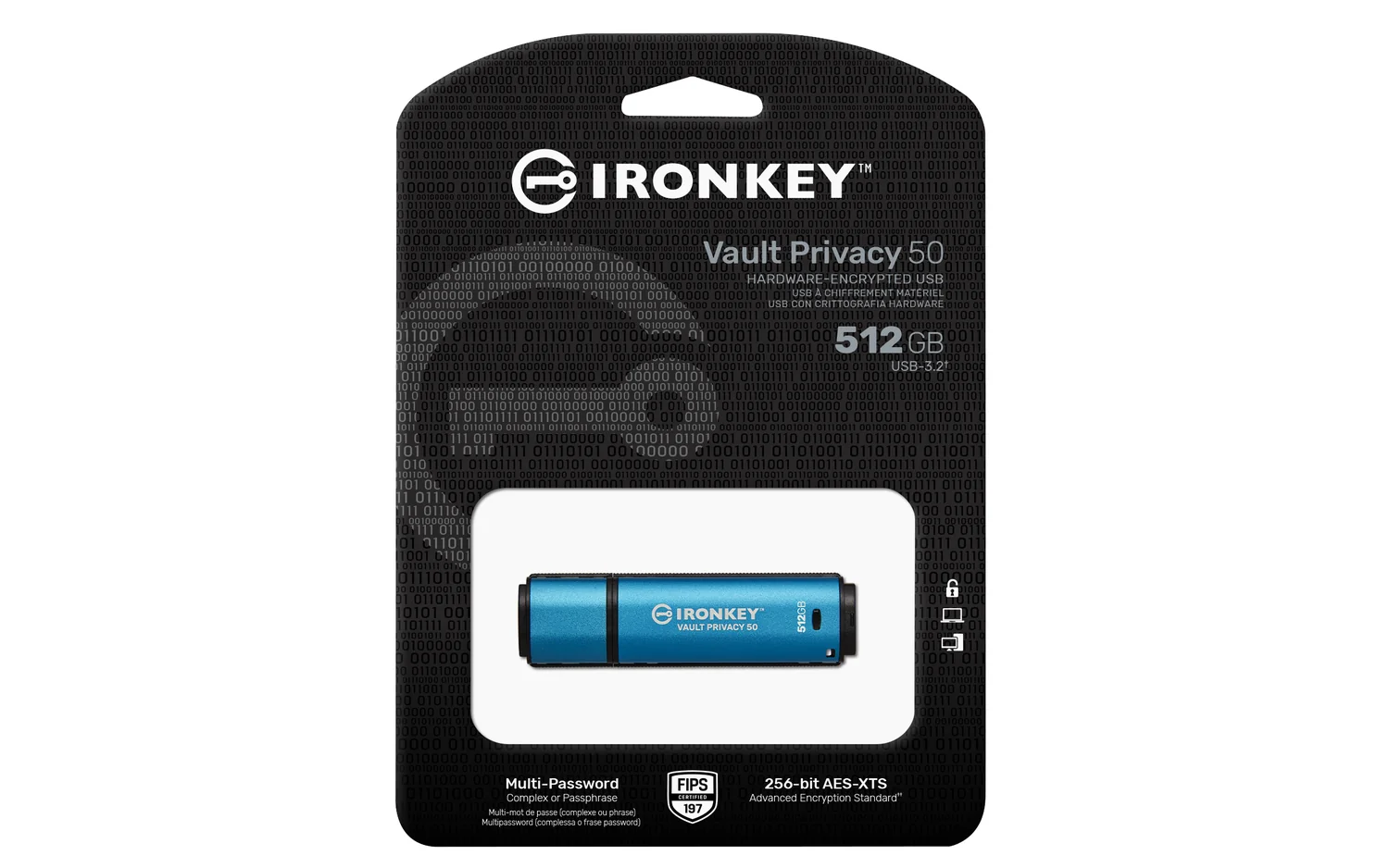 Pen USB Kingston IronKey Vault Privacy 50 512GB USB-A AES-256 FIPS 197 - Imagem 3
