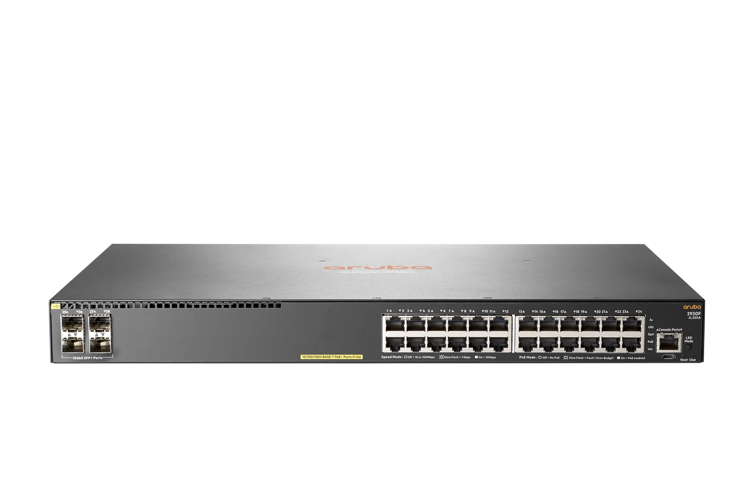 Switch HPE Aruba 2930F 24 Portas PoE+ Gigabit + 4 SFP+ (JL255A) - Imagem 1