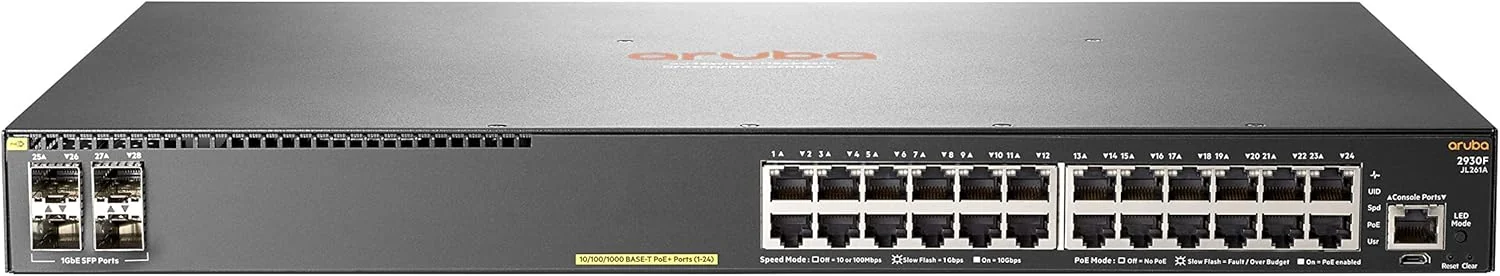 Switch gerido HPE Aruba 2930F 24G PoE+ com 4 portas SFP uplink - Imagem 1