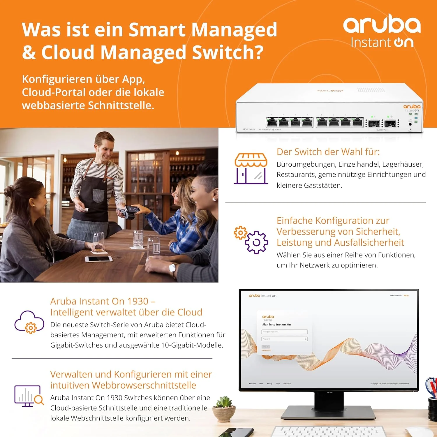 Switch HPE Aruba Instant On 1930 24G 4SFP+ gerido L2+ uplinks 10G - Imagem 5