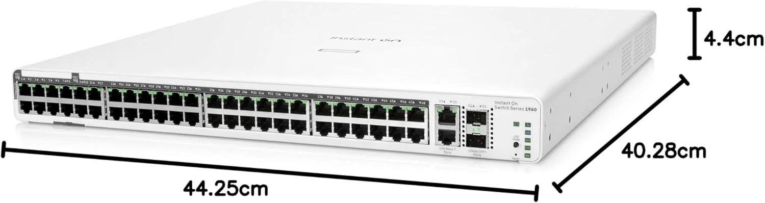 Switch HPE Aruba Instant On 1960 48G PoE 40p Class4 8p Class6 2XGT 2SFP+ 600W Gerido - Imagem 11
