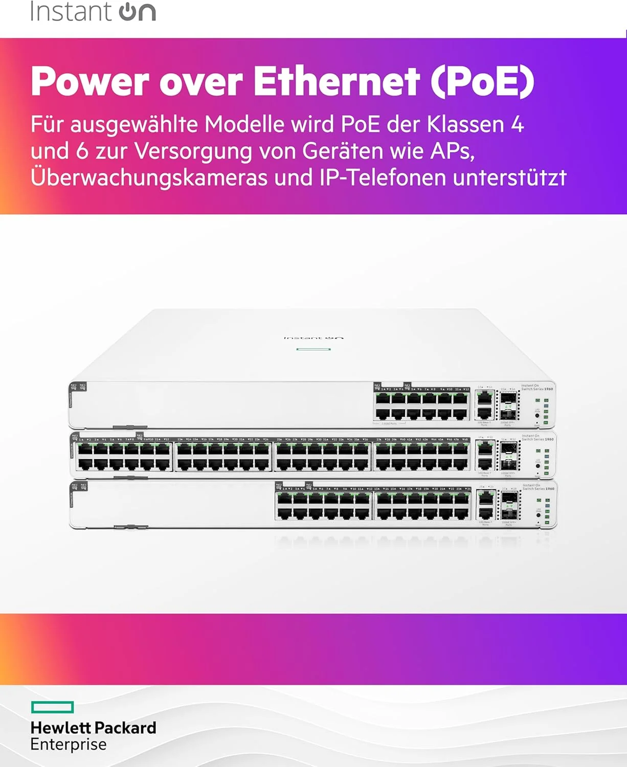 Switch HPE Aruba Instant On 1960 48G PoE 40p Class4 8p Class6 2XGT 2SFP+ 600W Gerido - Imagem 7