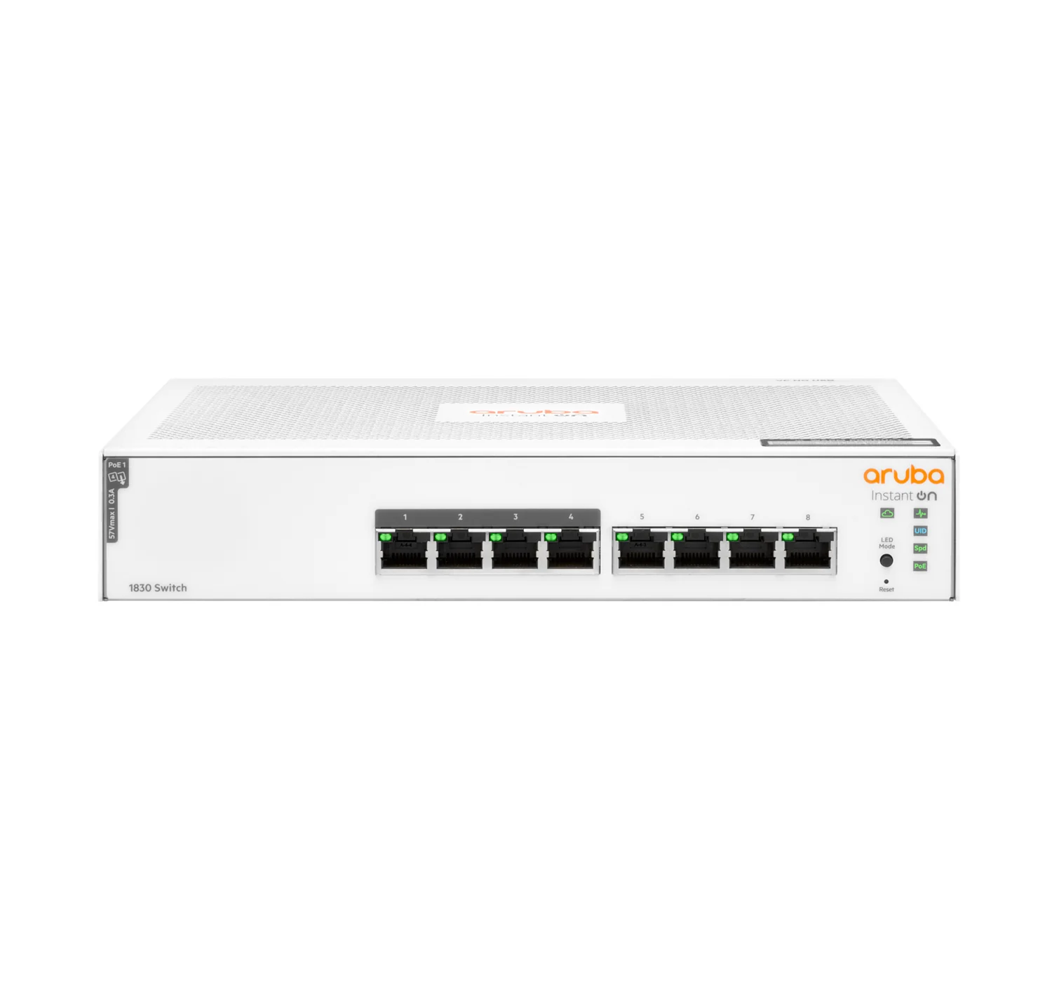 Switch de rede HPE Aruba Instant On 1830 8 portas Gigabit com 4 PoE Class 4 65W