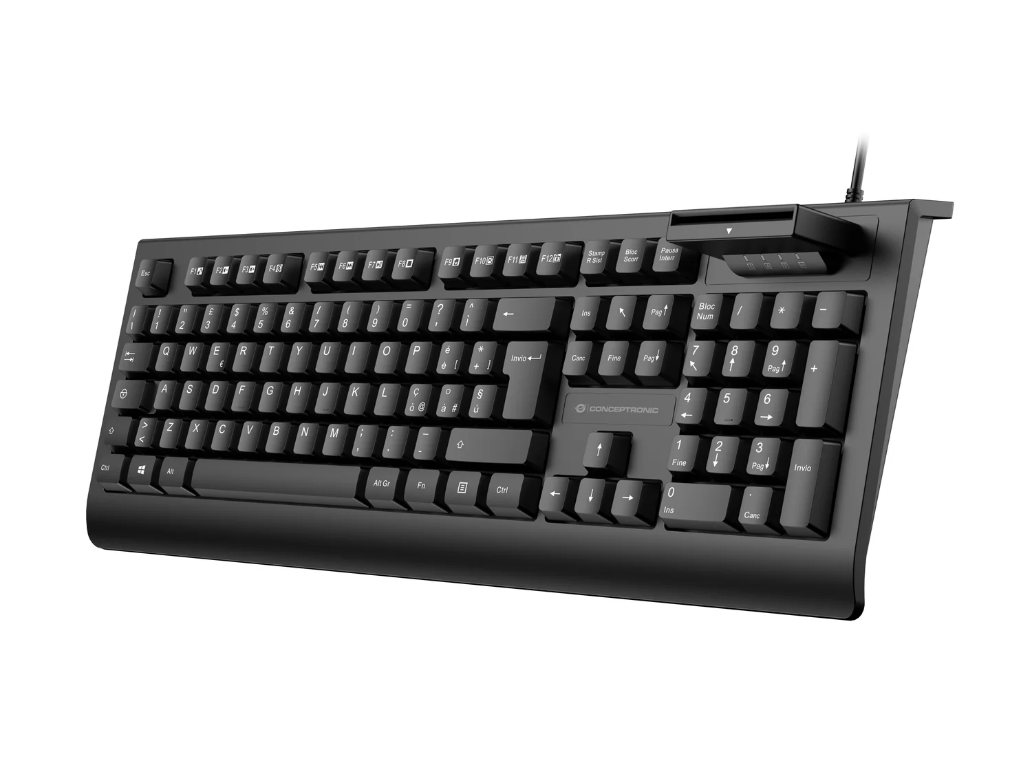 Teclado Conceptronic KAYNE01IT com Leitor de Cartões Smart ID Layout Italiano USB Preto - Imagem 2
