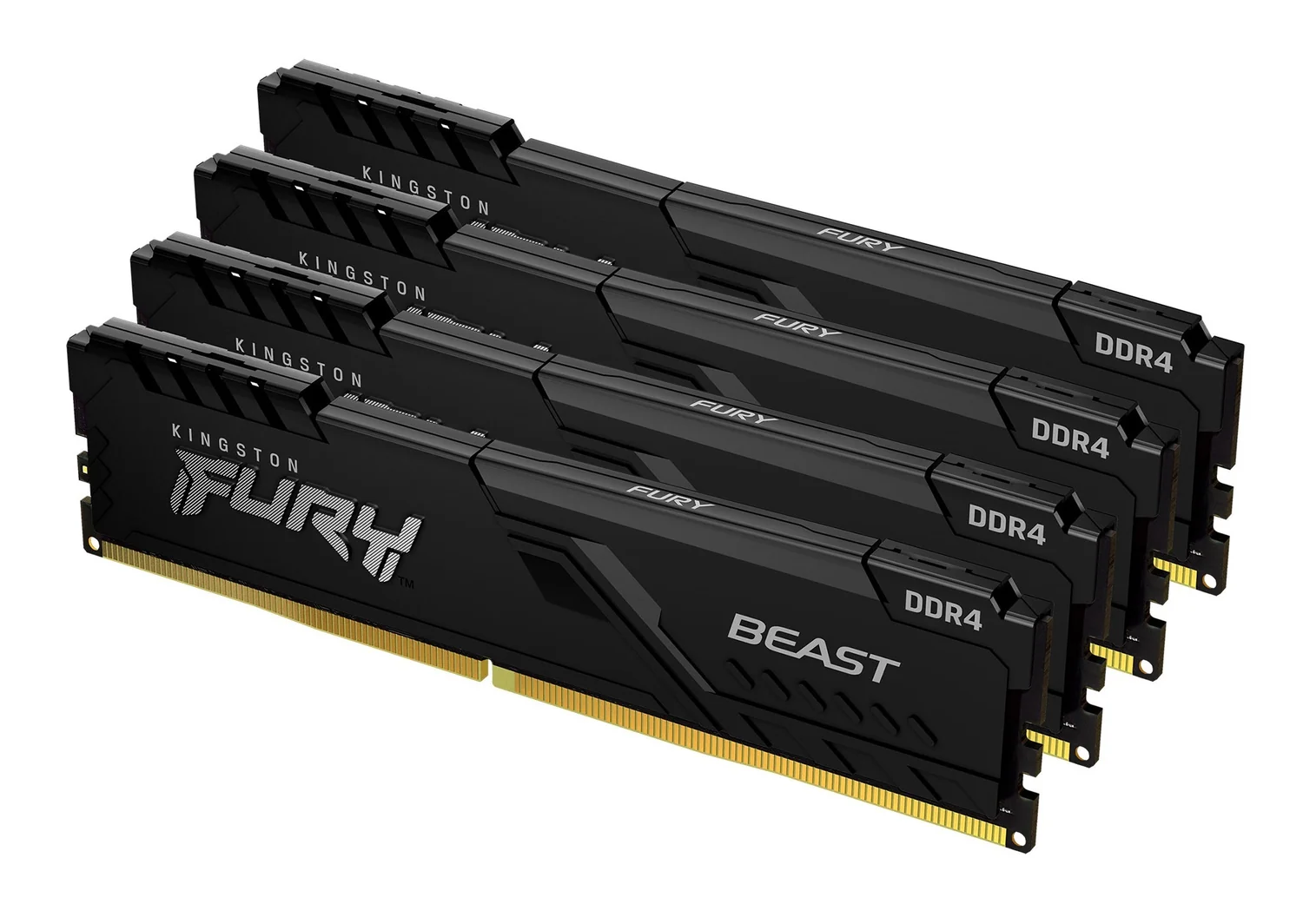 Memória RAM DDR4 Kingston FURY Beast Black 64GB 3200MHz CL16 Kit 4x16GB DIMM - Imagem 1