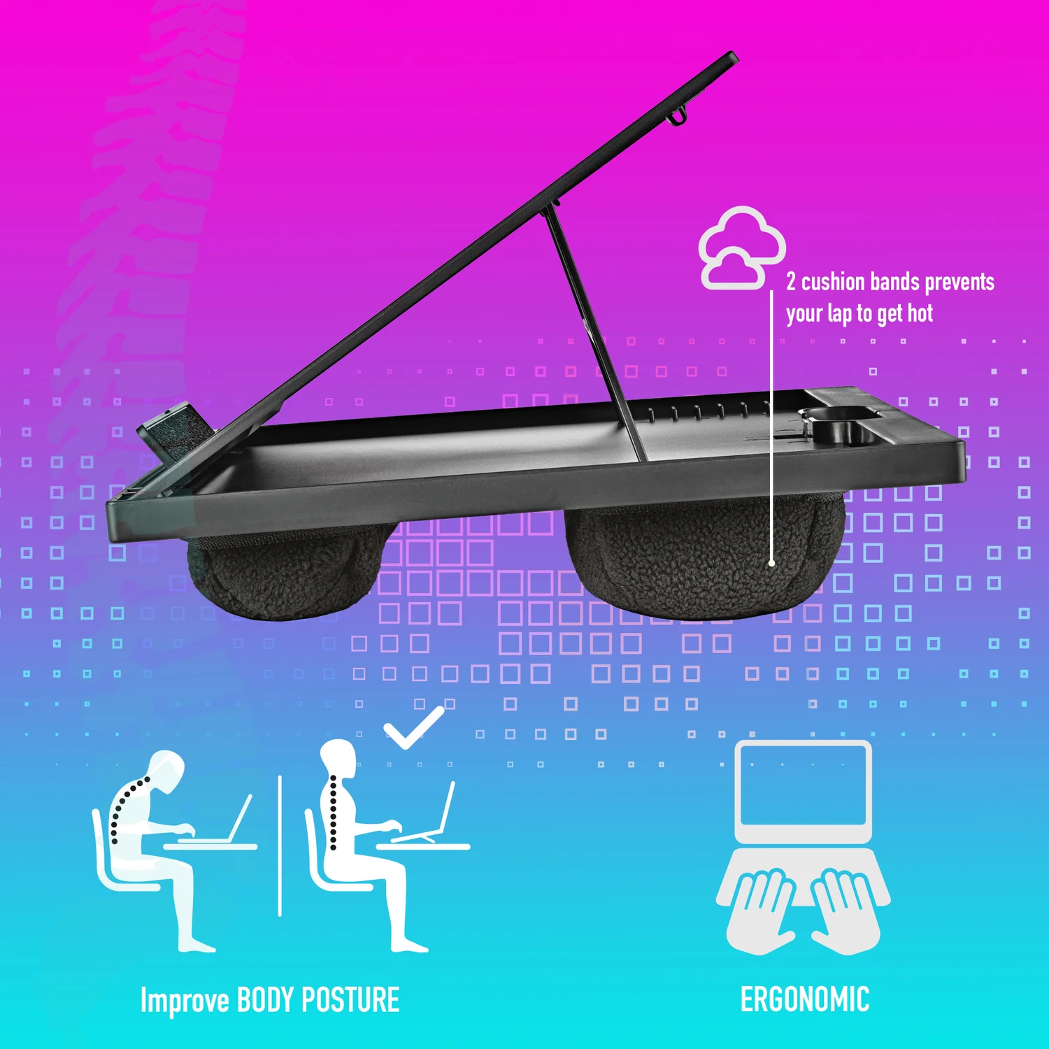 Suporte para Portátil NGS LAPNEST com Almofada até 15,6" 8 Posições Preto - Imagem 7
