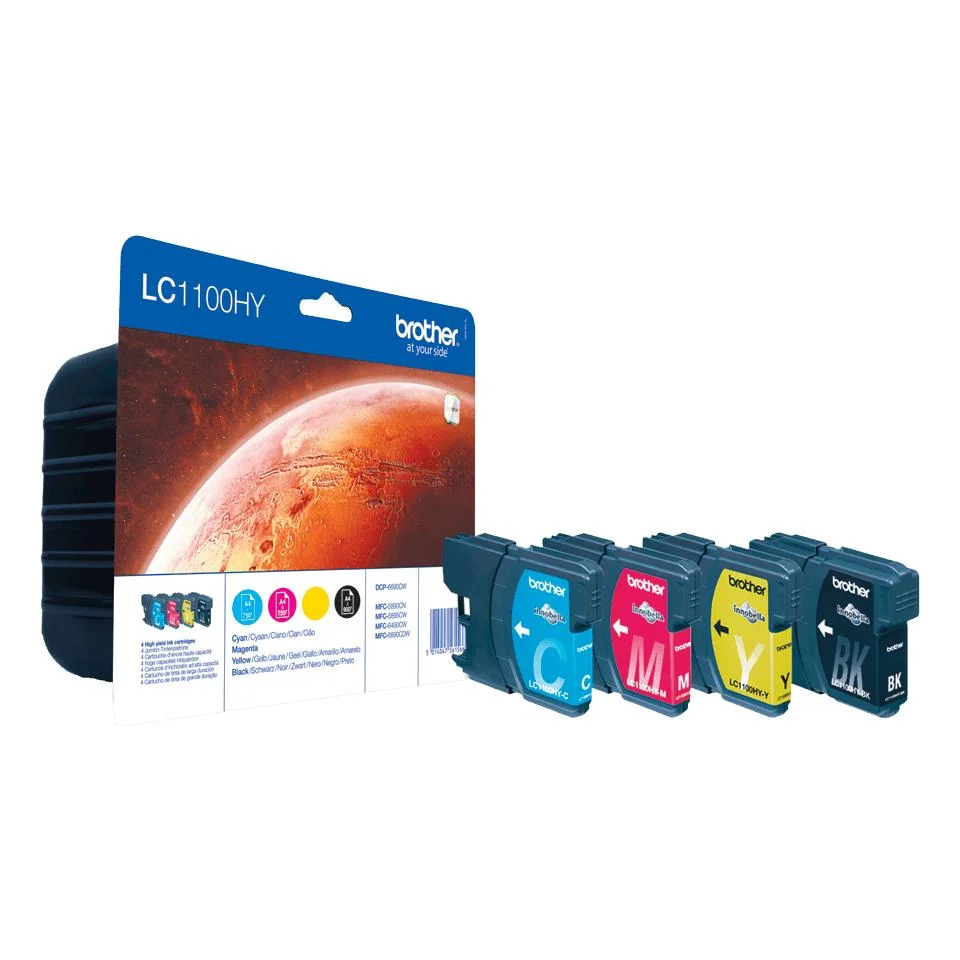 Pack 4 Tinteiros Brother LC1100HYVALBP XL Preto/Ciano/Magenta/Amarelo - Imagem 1