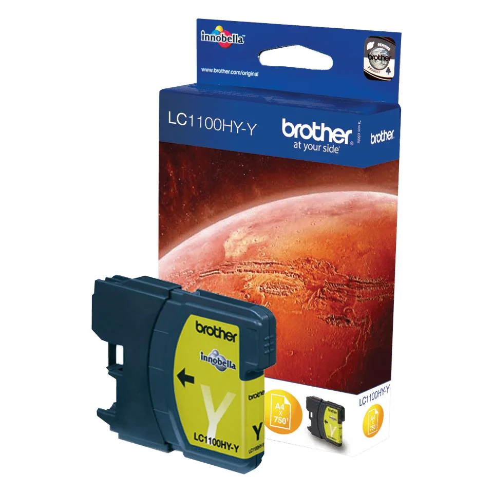Tinteiro Brother LC1100HYY Amarelo Original Alta Capacidade 750 Páginas para MFC-6490CW - Imagem 1