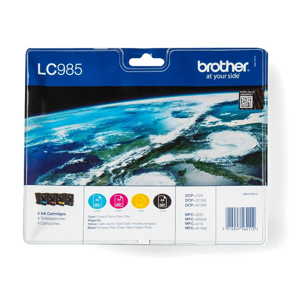 Tinteiro Brother LC985VALBP Value Pack 4 Cores Original CMYK