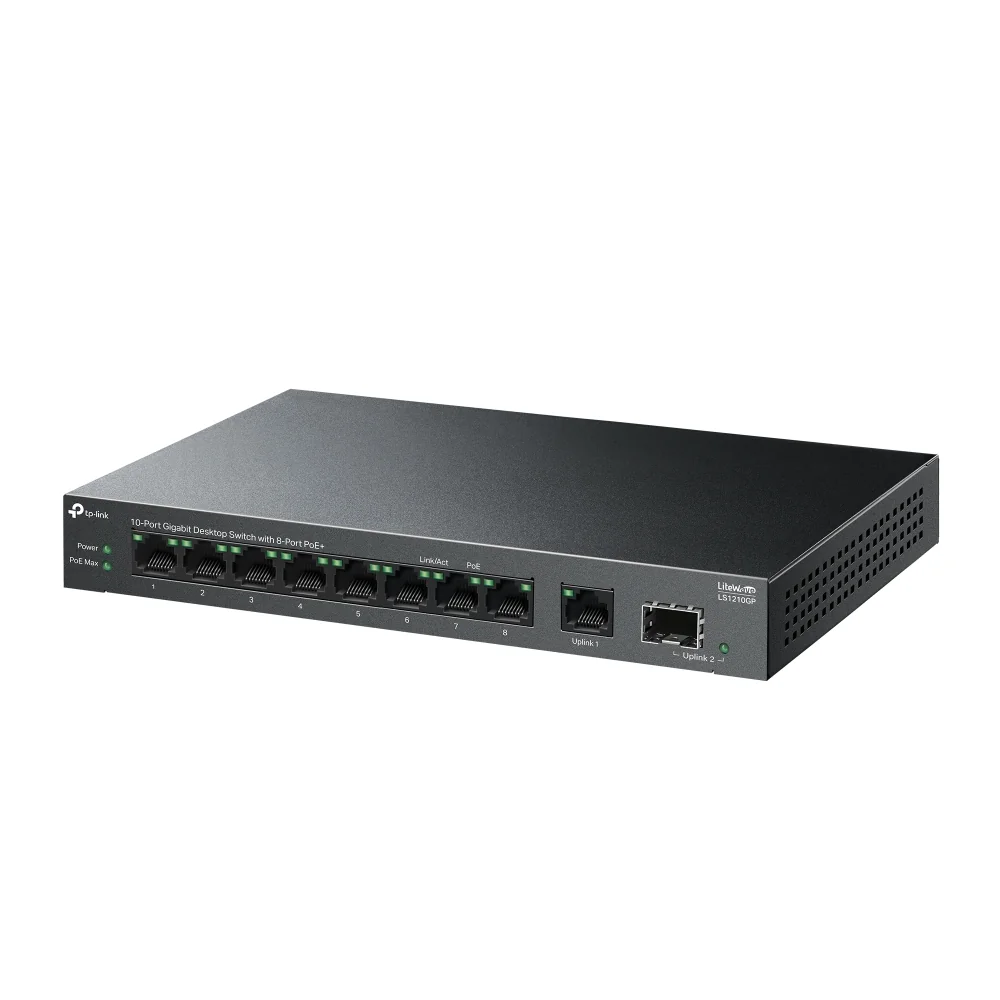 Switch TP-Link Gigabit 10 Portas (9 RJ-45 + 1 SFP) com 8 Portas PoE+ 61W Preto - Imagem 3