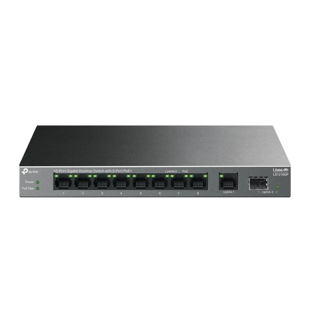 Switch TP-Link Gigabit 10 Portas (9 RJ-45 + 1 SFP) com 8 Portas PoE+ 61W Preto