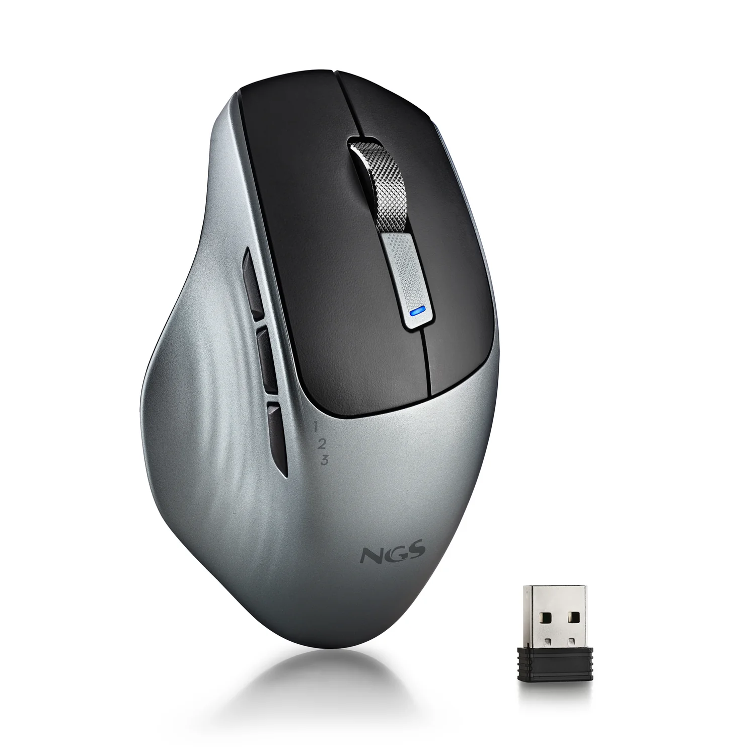 Rato NGS LUSH-RB Sem Fios Recarregável USB-C Multimodo BT 5.0 + 2.4GHz Silencioso 1600 DPI 6 Botões