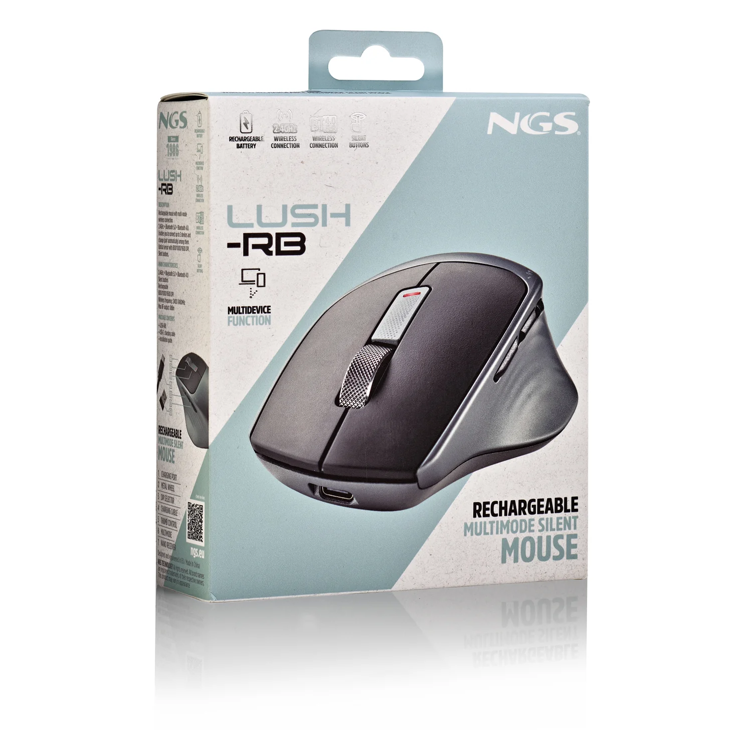 Rato NGS LUSH-RB Sem Fios Recarregável USB-C Multimodo BT 5.0 + 2.4GHz Silencioso 1600 DPI 6 Botões - Imagem 7