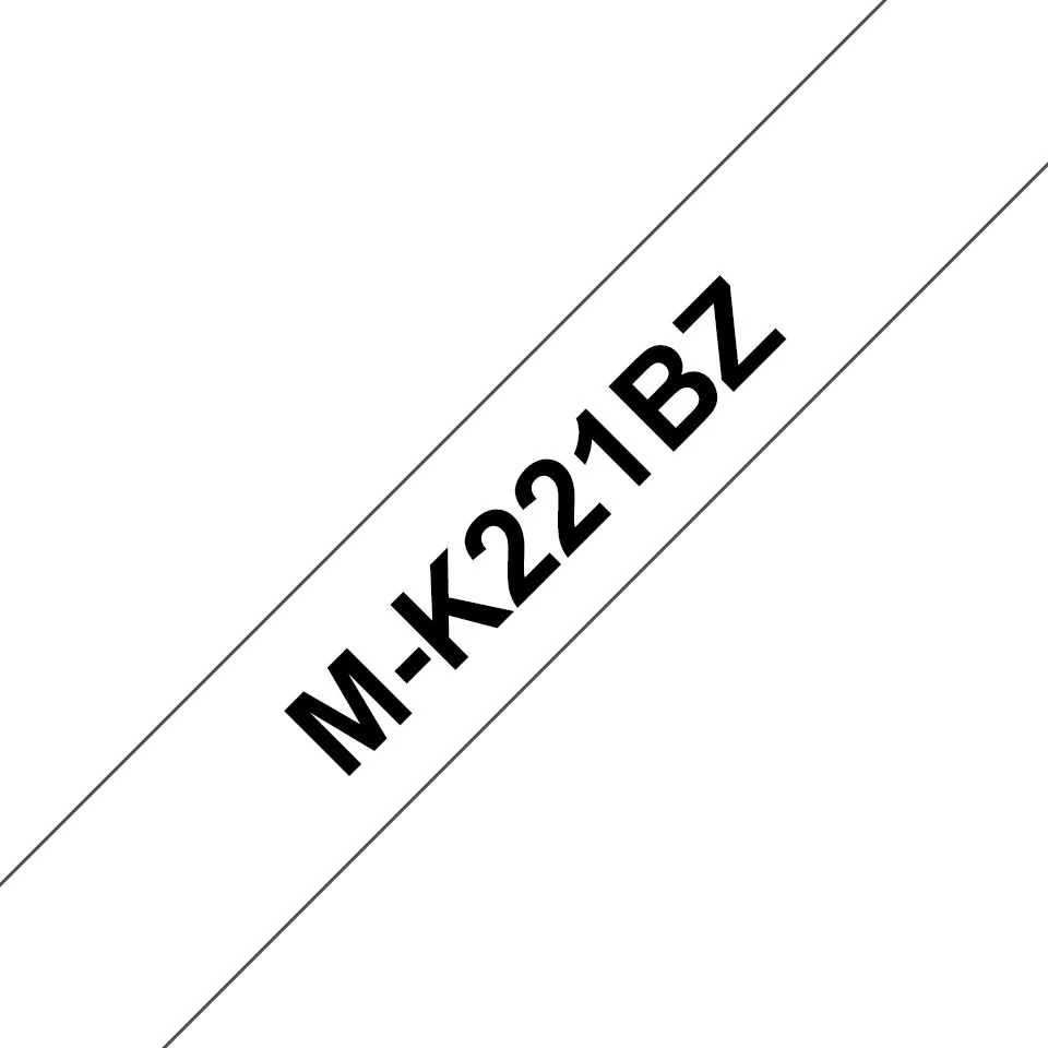 Fita de etiquetas não laminada 9 mm x 8 m preto sobre branco Brother M-K221BZ - Imagem 1