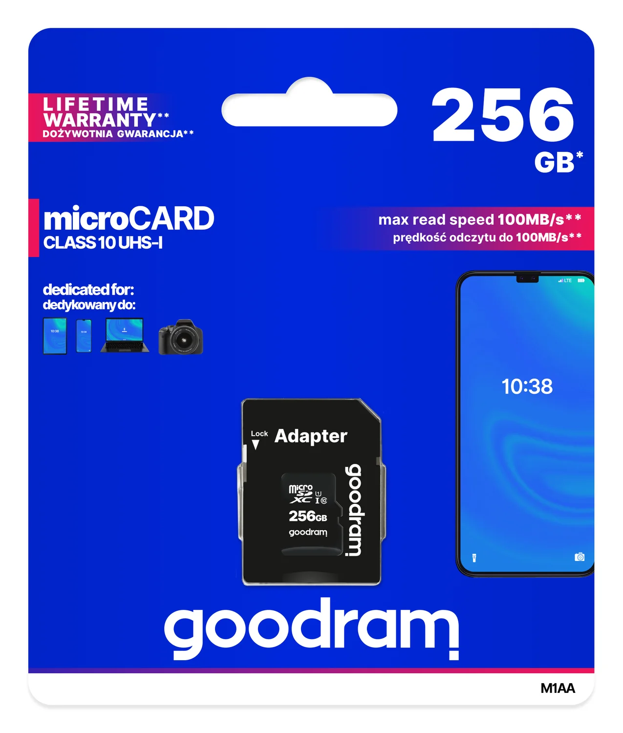 Cartão de memória MicroSDXC 256GB Goodram M1AA Classe 10 UHS-I com adaptador SD - Imagem 5