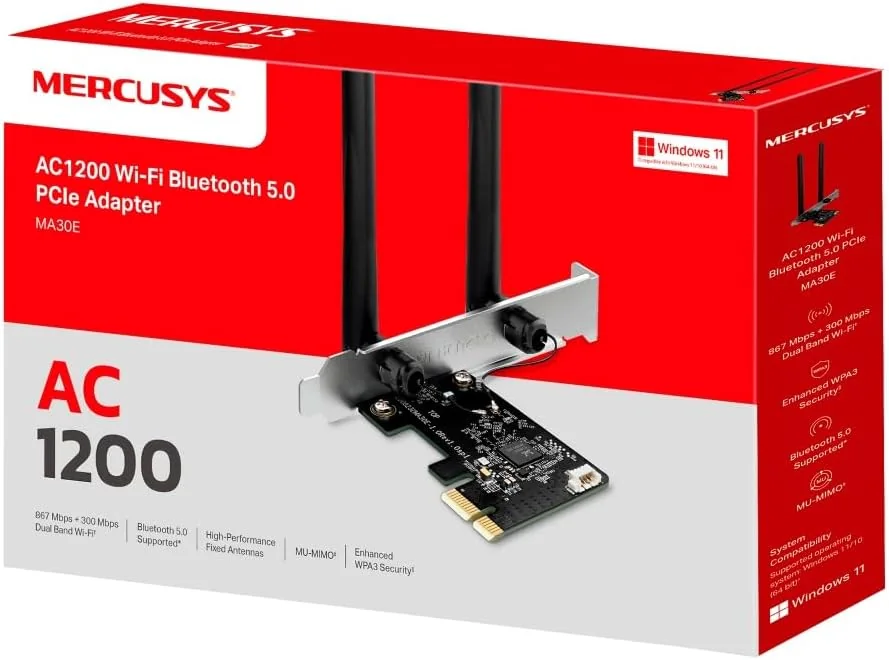 Adaptador PCIe Mercusys MA30E AC1200 Wi-Fi e Bluetooth 4.2 Dual Band - Imagem 7