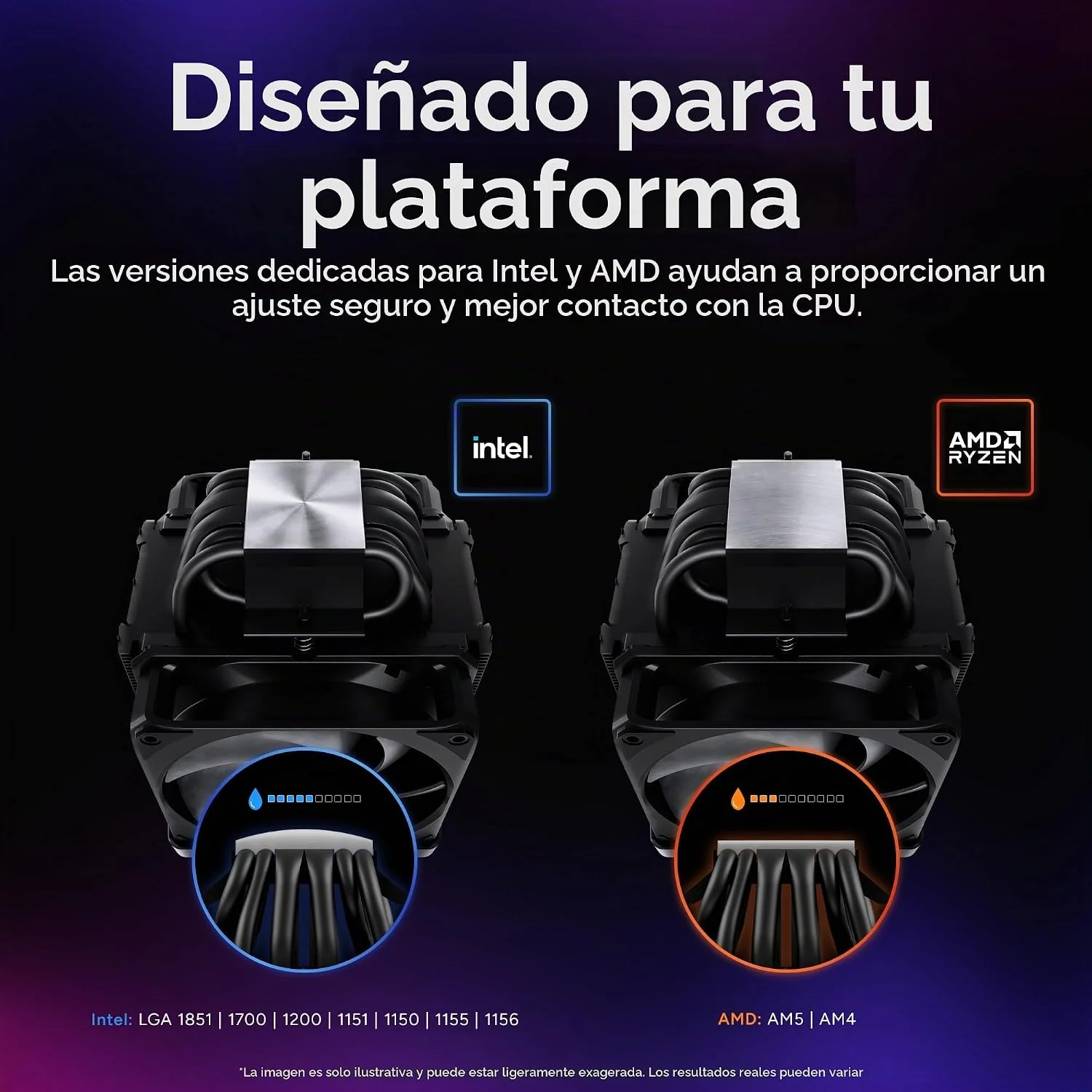 Ventoínha para Processador Cooler Master V8 Ace 3DHP Preto AMD - Imagem 7