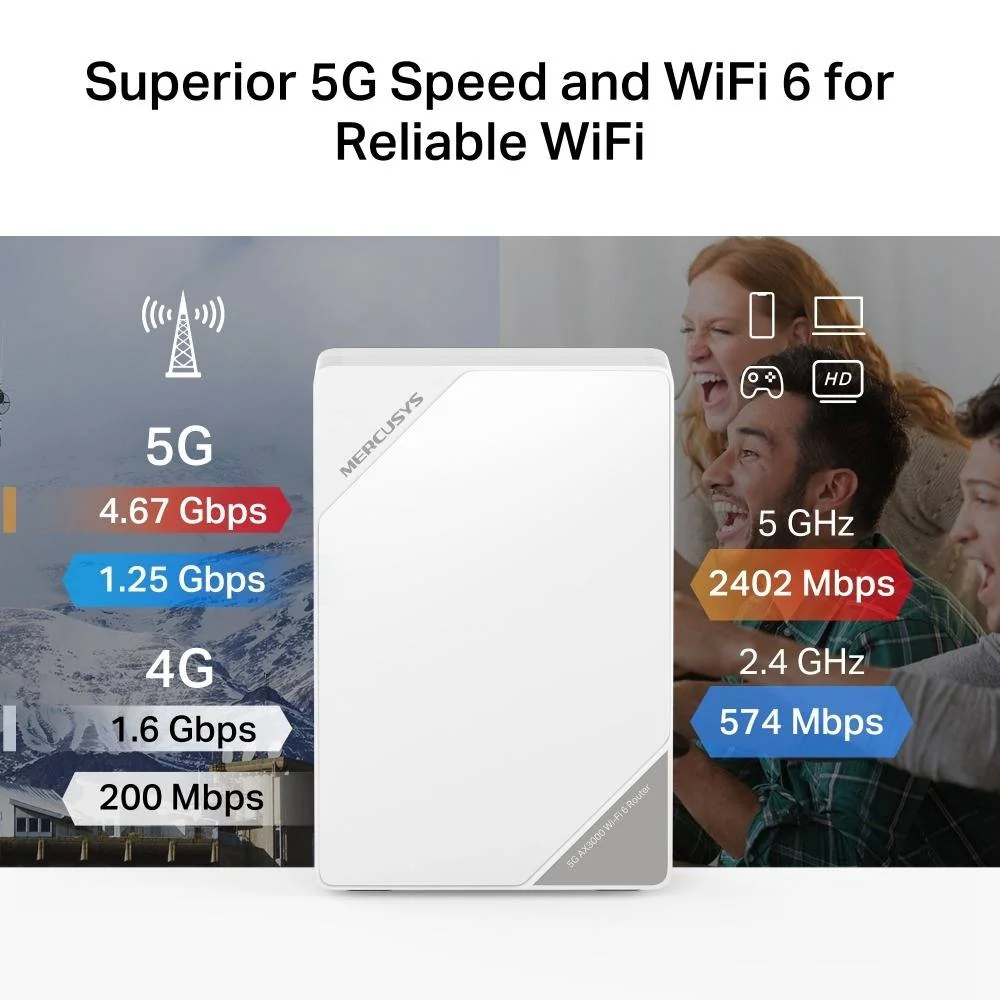 Router 5G Mercusys MB520-5G AX3000 Wi-Fi 6 Dual Band com Modem 5G - Imagem 3