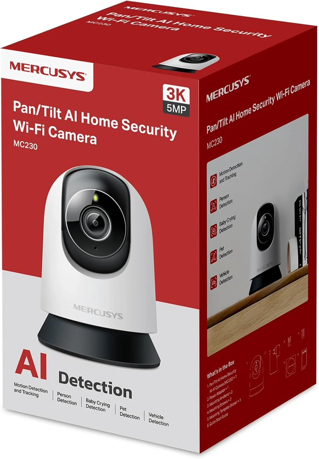 Câmara Wi-Fi de Segurança Mercusys Pan/Tilt AI Home Security Branca - Imagem 11