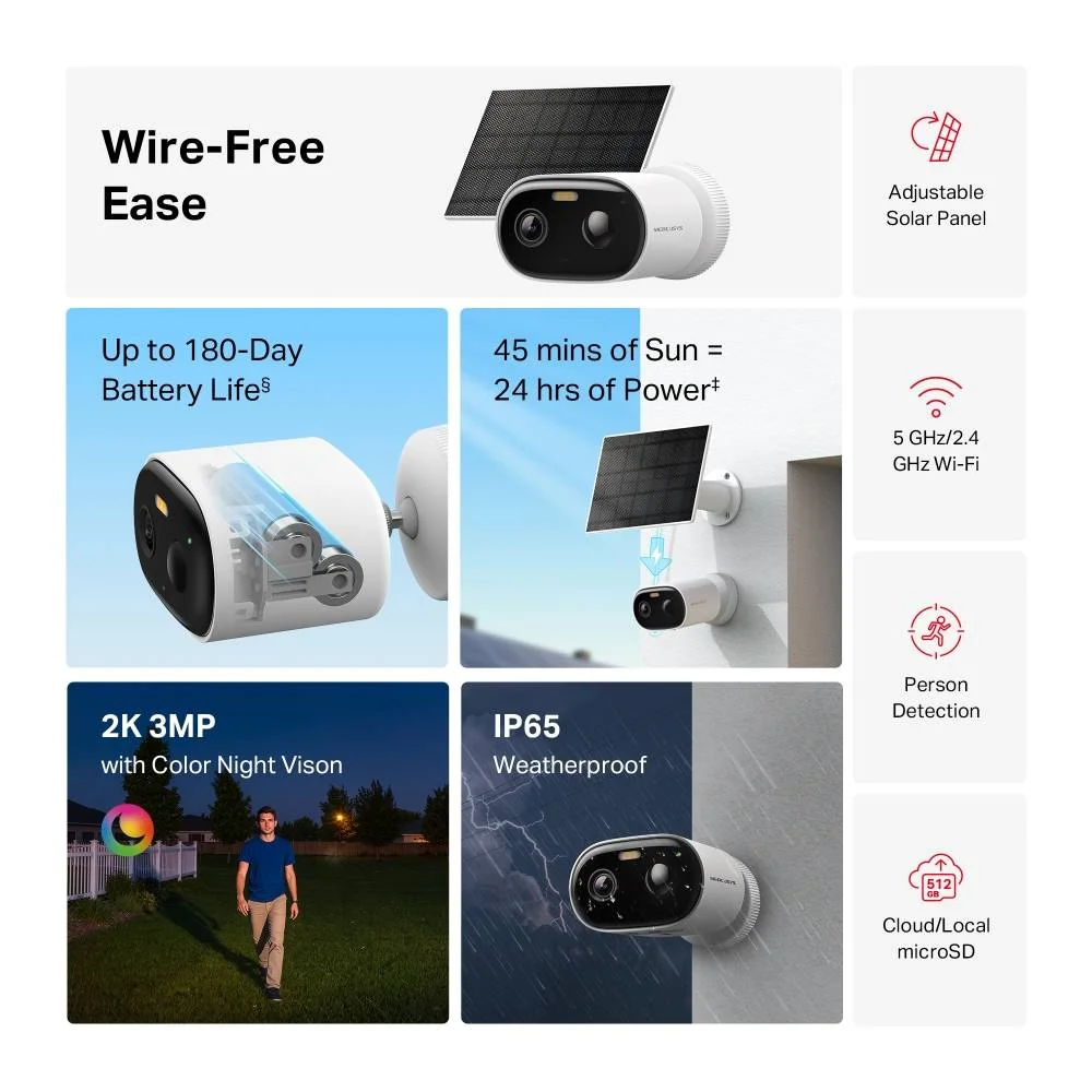 Câmara de Vigilância Exterior Mercusys Wi-Fi a Bateria Smart Home - Imagem 2